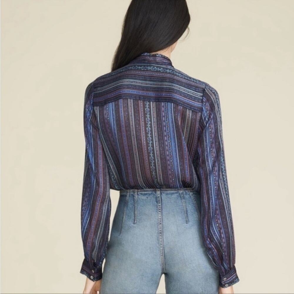 Veronica Beard Mixed Stripe Button Blouse Top Sz 0 - image 2